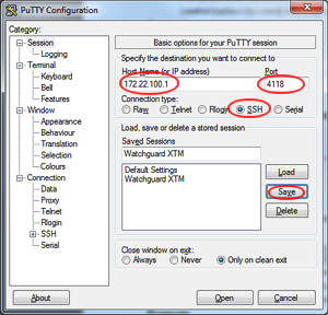 Zugriff mit Putty über Port 4118 auf die Fireware CLI